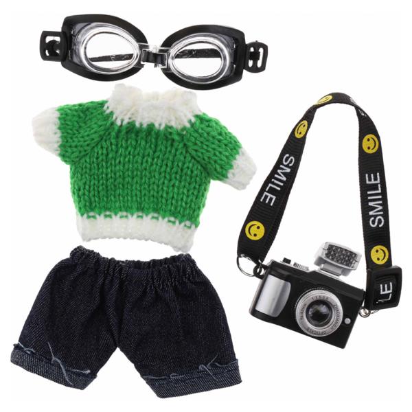 Doll Knit Top Denim Shorts Goggles Camera Set