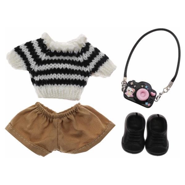 Doll Knit Top Cotton Shorts Camera Shoes Outfit