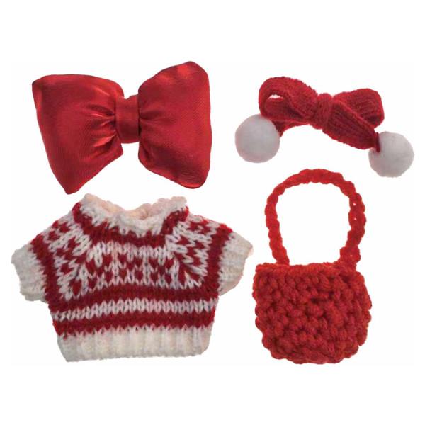Mini Doll Bow Knit Top Hairband Crochet Bag Set