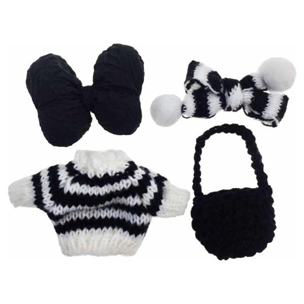 Mini Doll Bow Knit Top Hairband Crochet Bag Set