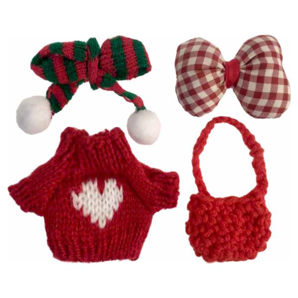 Mini Doll Heart Knit Top Hairband Crochet Bag Set