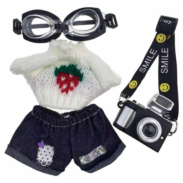 Doll Goggle Strawberry Sweater Camera Outfit Set