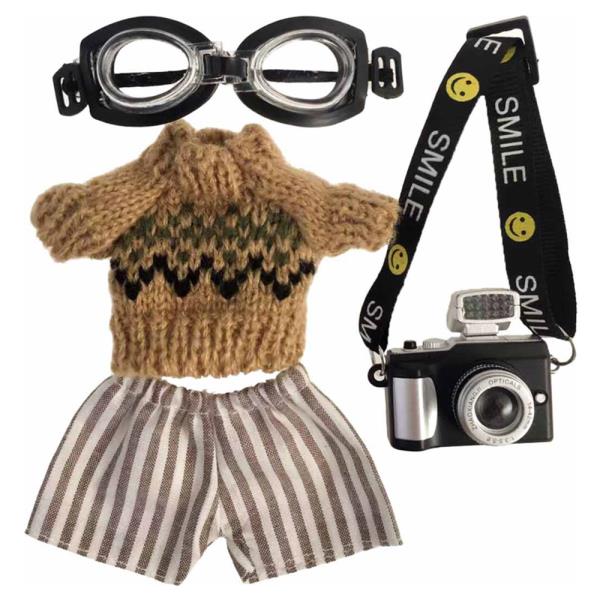 Doll Goggle Knit Sweater Camera Bag Outfit Set