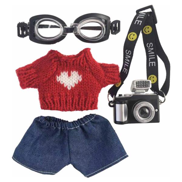 Doll Goggle Heart Knit Sweater Camera Bag Set
