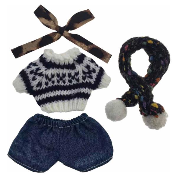 Mini Doll Knitted Sweater W Short Outfit Set