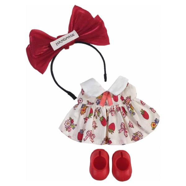 Mini Doll Ribbon Headband Dress Shoes Outfit Set