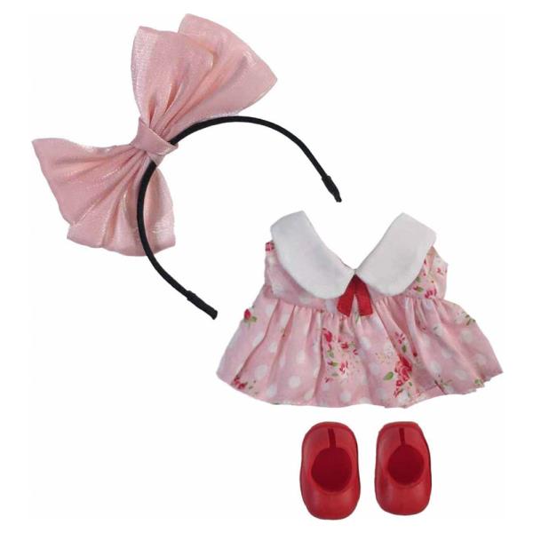 Mini Doll Ribbon Headband Dress Shoes Outfit Set