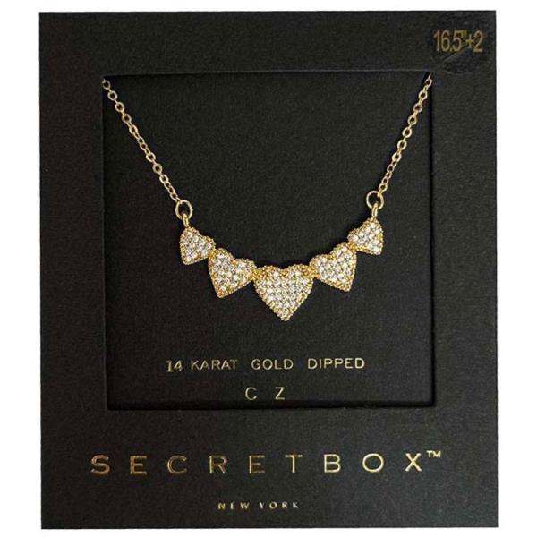 SECRET BOX 14K Gold Dipped Heart Link Necklace