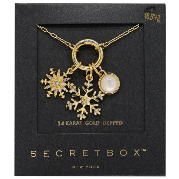 SECRET BOX 14K Gold Dipped Snowflake Necklace