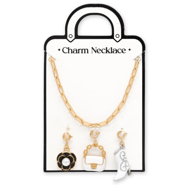 SECRET BOX Flower Western Boot Charm Necklace