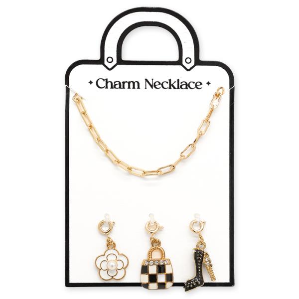 SECRET BOX High Heel Flower Charm Link Necklace