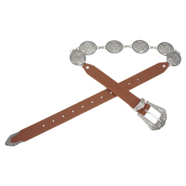 FLORAL VINE SWIRL CONCHO LINK WESTERN BELT