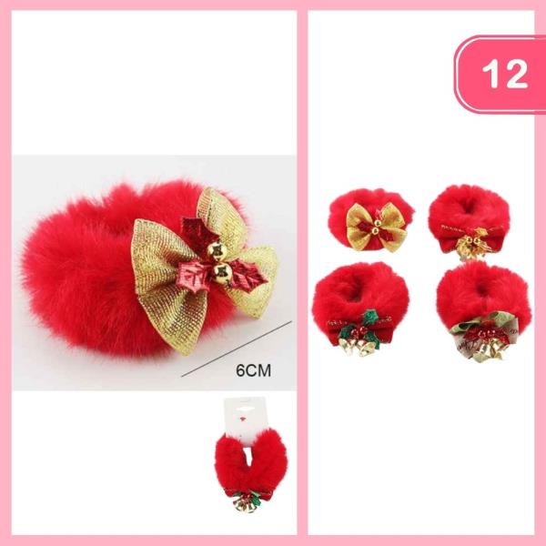 FURRY CHRISTMAS HAIR TIES (12 UNITS)