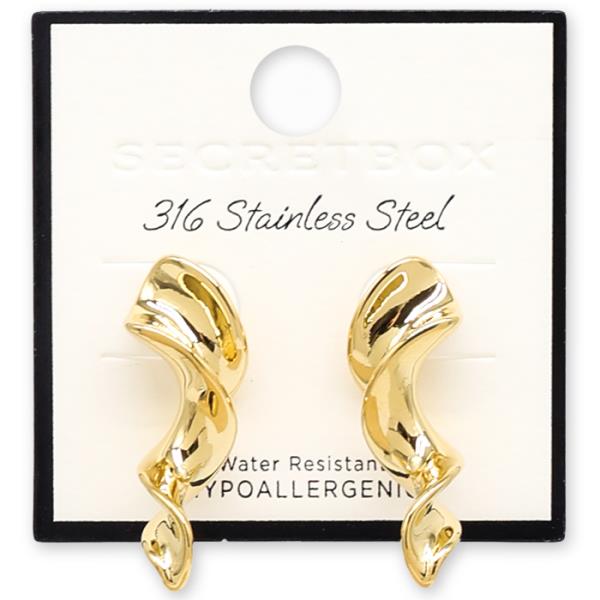 SECRET BOX Stainless Steel Organic Twist Earring