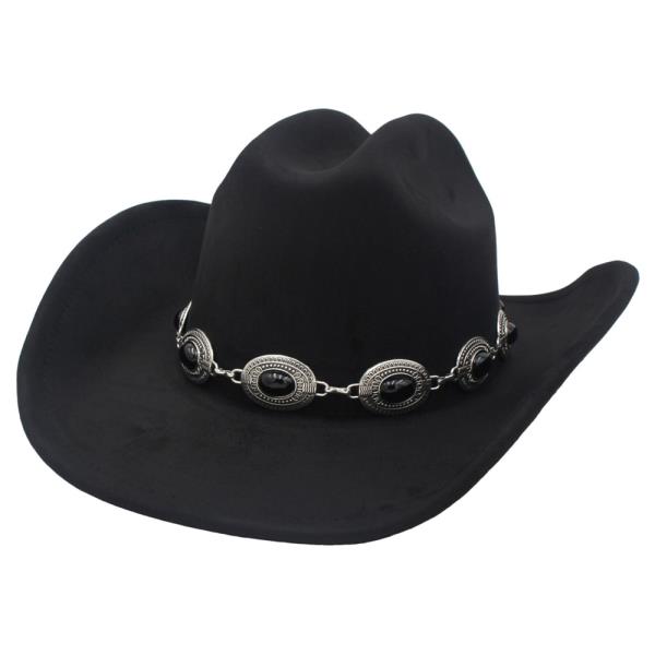 Bohemian Cab Chain Band Microsuede Cowboy Hat