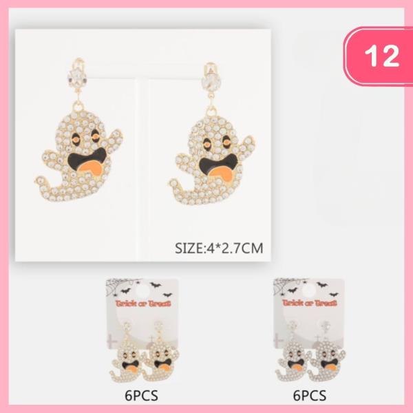 HALLOWEEN GHOST DANGLE EARRING (12 UNITS)