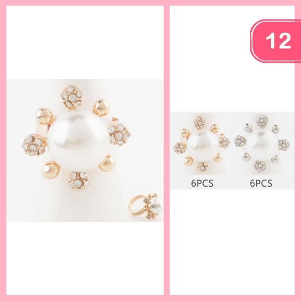 Rhinestone Pearl Ring (12 Units)
