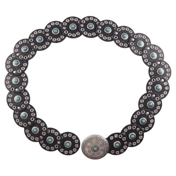 SUEDE TEXTURED METAL EYELET CIRCLE WESTERN Y2K STYLE BELT