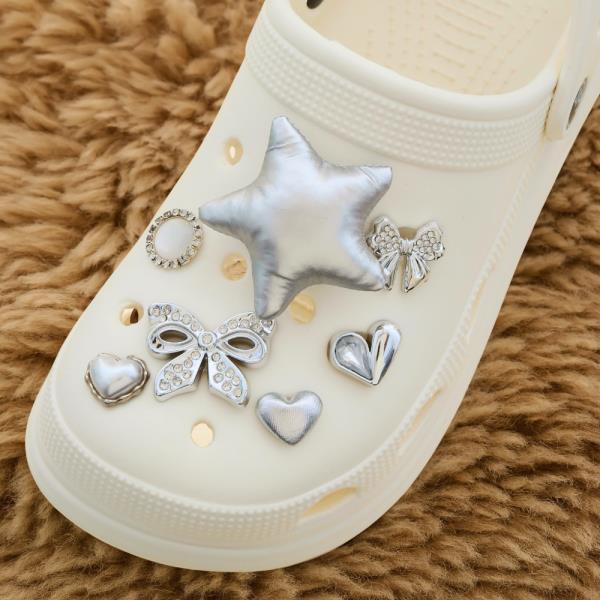 Puffy Star Bow Heart Shoe Charm