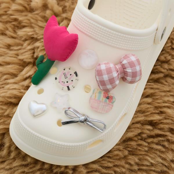 Puffy Flower Bow Shoe Charm