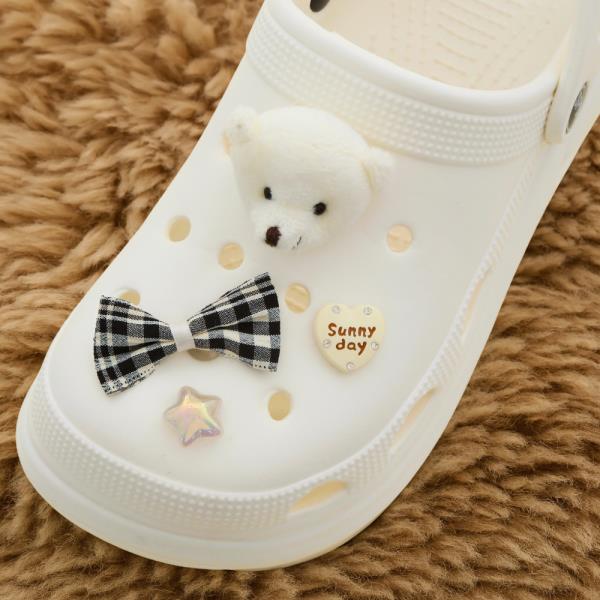 Teddy Bear Bow Shoe Charm