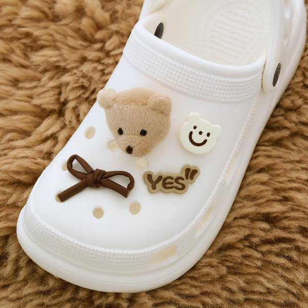 Teddy Bear Bow Shoe Charm