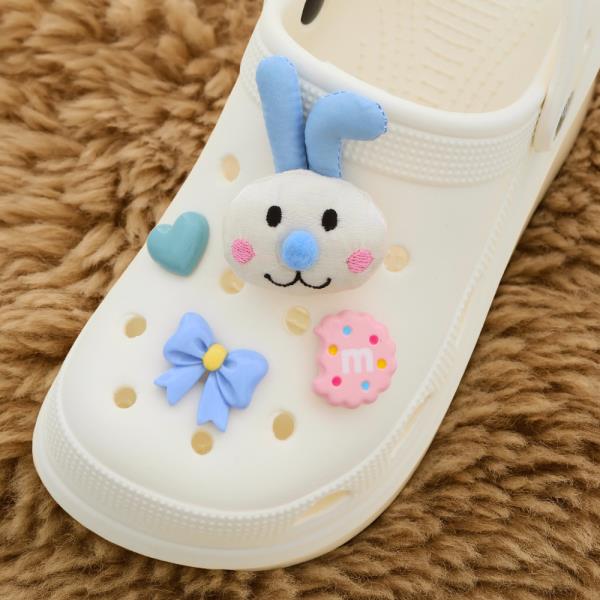 Cute Puffy Bunny Bow Heart Shoe Charm