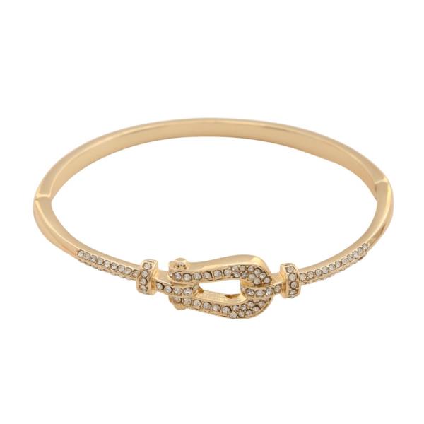 Horse Shoe Buckle Metal Rhinestone Bracelet