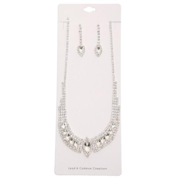 Marquise Shape Rhinestone Necklace