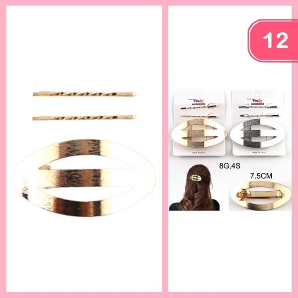 Metal Barrette Hair Pin Bobby Pin Set (12 Units)