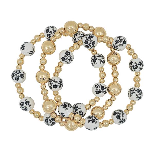 Ceramic Metal Bead Water Resistant Bracelet