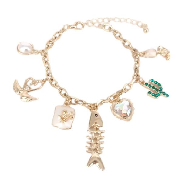 Fish Assorted Charm Metal Bracelet
