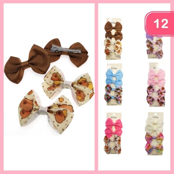 Ribbon Capybara Hair Bow (12 Units)
