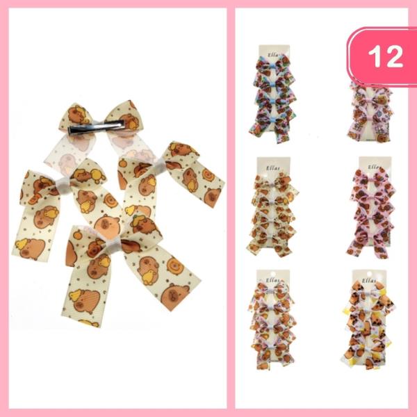 Capybara Ribbon Hair Bow (12 Units)
