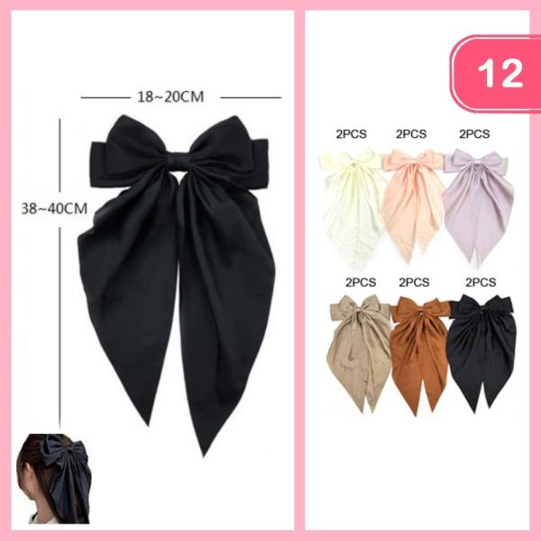 Silk Long Tail Hair Bow (12 Units)