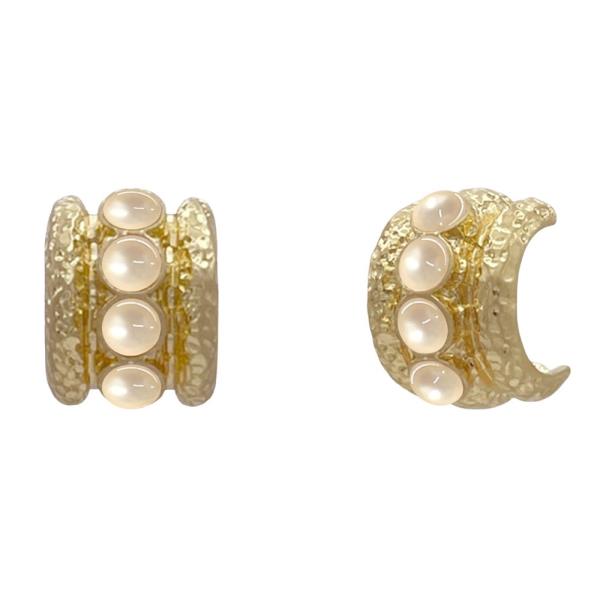 STONE BEAD OPEN HOOP EARRING