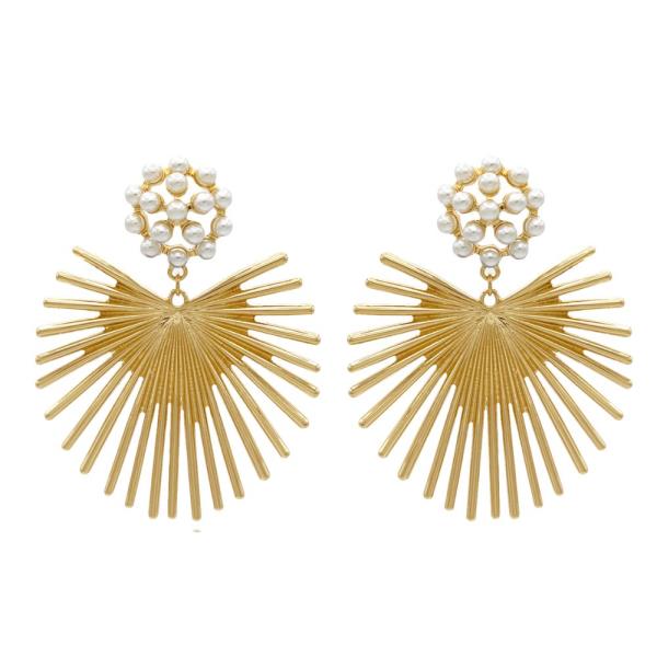 Pearl Bead Metal Dangle Earring