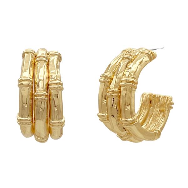 BAMBOO PATTERN OPEN HOOP EARRING