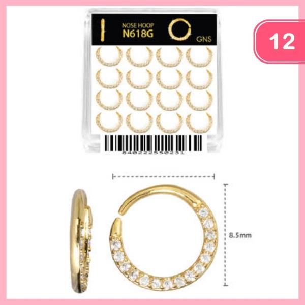 Rhinestone Nose Hoop Ring 1 Box