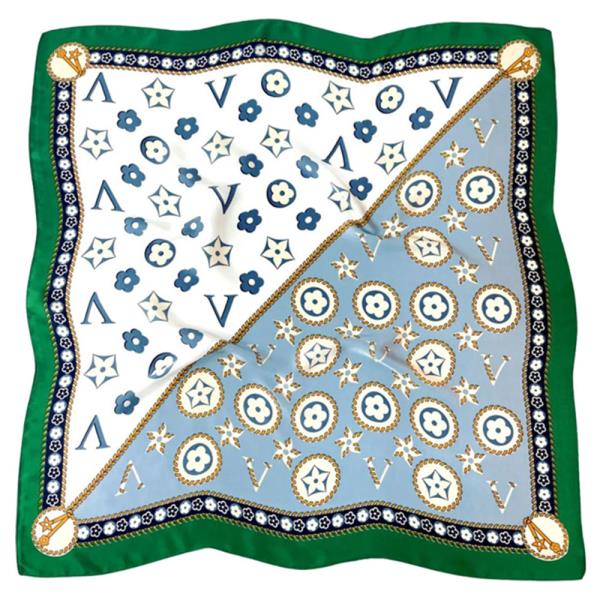 FLOWER PATTERN SILKY BANDANA SQUARE SCARF
