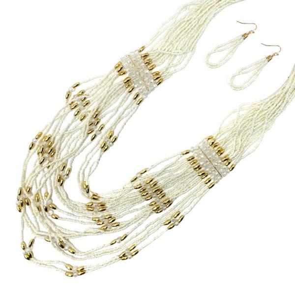 Seed Bead Glass Bead Statement Necklace