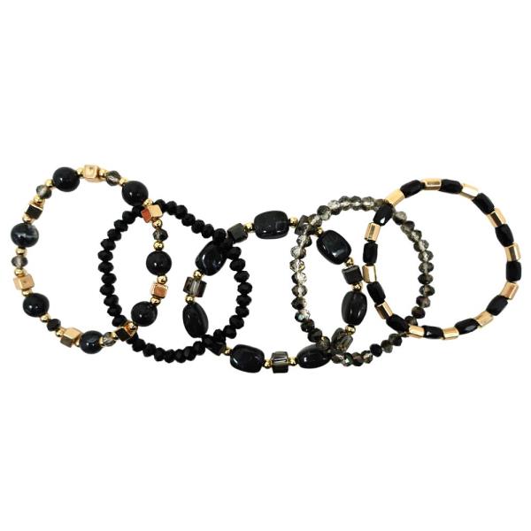 Glass Bead Stretch Bracelet Set