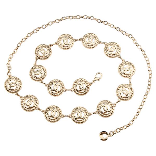 Metal Circle Link Cutout Emblem Chain Belt