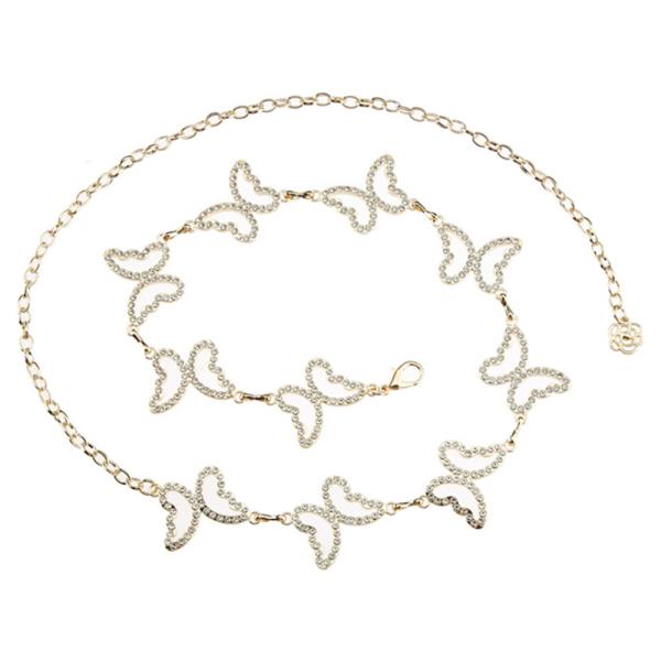 Rhinestone Butterfly Link Chain Belt