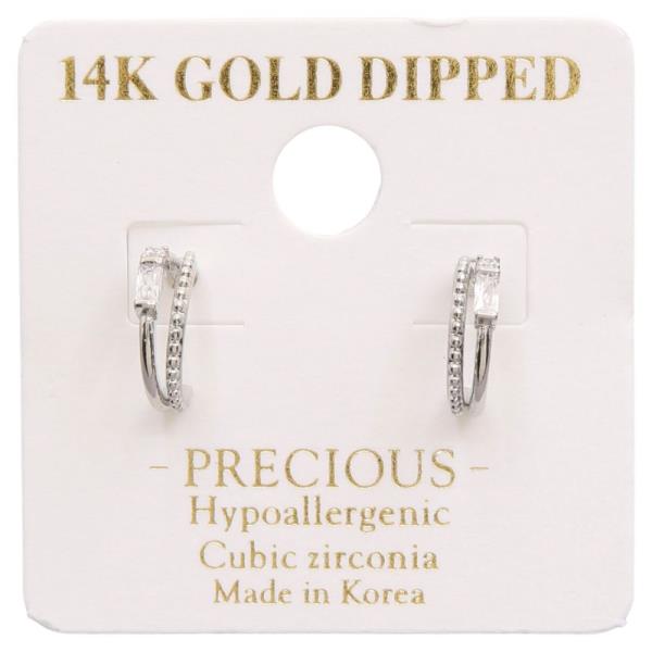 14K GOLD DIPPED CZ MINI HOOP EARRING