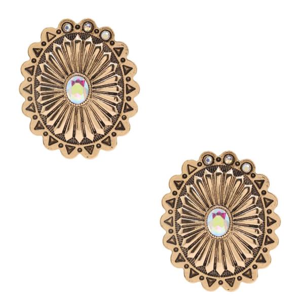 Western Concho Metal Earring