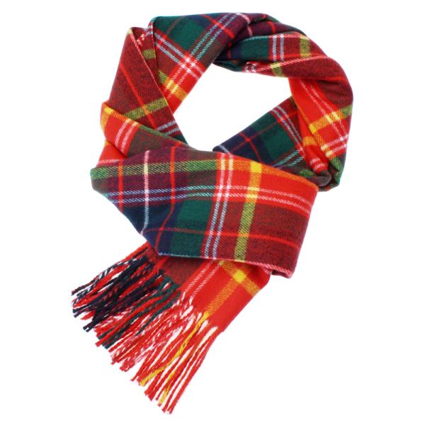 Multi Color Fringe Oblong Plaid Scarf