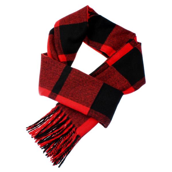 Fringe Oblong Plaid Scarf