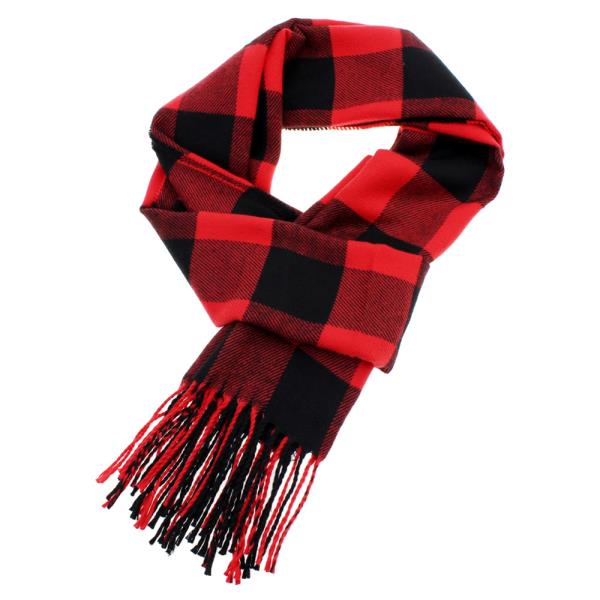 Fringe Oblong Plaid Scarf