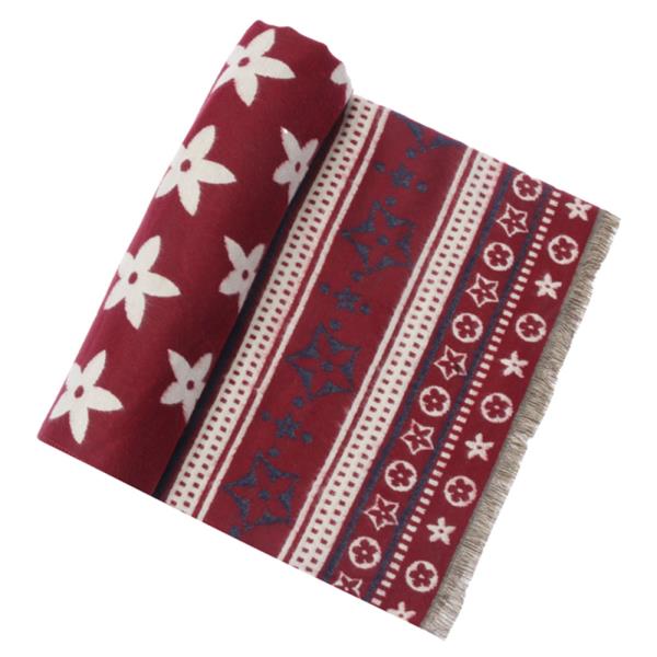 Flower Pattern Fringe Oblong Scarf